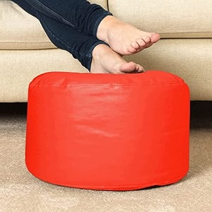 4xl bean bag with footstool amp cushion ready to use filled with beans  faux leather bean bag chair for home red footrest