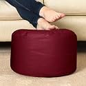 4XL Bean Bag with Footstool &amp; Cushion Ready to Use Filled with Beans | Faux Leather Bean Bag Chair for Home (Maroon, Footrest)
