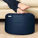 4XL Bean Bag with Footstool &amp; Cushion Ready to Use Filled with Beans | Faux Leather Bean Bag Chair for Home (Navy Blue, Footrest)