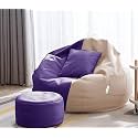 4XL Bean Bag with Footstool &amp; Cushion Ready to Use Filled with Beans | Faux Leather Bean Bag Chair for Home (Cream &amp; Purple, XXXXL)