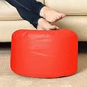 4XL Bean Bag with Footstool &amp; Cushion Ready to Use Filled with Beans | Faux Leather Bean Bag Chair for Home (Red, Footrest)