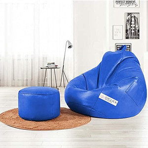 giglick xxxl faux leather bean bag  footrest filled with beans teardrop bean bag  with bean filling