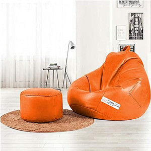 giglick xxxl faux leather bean bag  footrest filled with beans bean bag chair  with bean filling