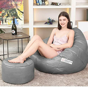 giglick xxxl faux leather bean bag  footrest filled with beans teardrop bean bag  with bean filling