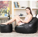GIGLICK XXXL Faux Leather Bean Bag & Footrest Filled with Beans Bean Bag Chair  With Bean Filling