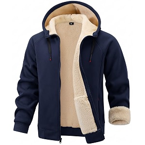 Gihuo Mens Winter Sherpa Lined Hoodie Zip