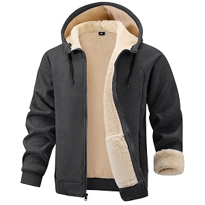 Gihuo Mens Winter Sherpa Lined Hoodie Zip