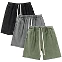 Gihuo Mens Sweat Shorts Cotton Athletic Shorts Vintage Acid Wash Drawstring Workout Shorts