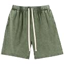 Gihuo Mens Sweat Shorts Cotton Athletic Shorts Vintage Acid Wash Drawstring Workout Shorts
