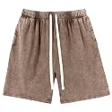 Gihuo Mens Sweat Shorts Cotton Athletic Shorts Vintage Acid Wash Drawstring Workout Shorts