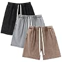 Gihuo Mens Sweat Shorts Cotton Athletic Shorts Vintage Acid Wash Drawstring Workout Shorts