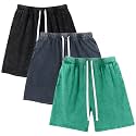 Gihuo Mens Sweat Shorts Cotton Athletic Shorts Vintage Acid Wash Drawstring Workout Shorts