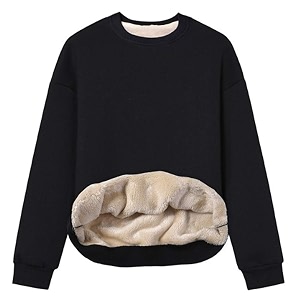 Gihuo Womens Fleece Sherpa Lined Crewneck Pullover
