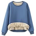 Gihuo Women39s Fleece Sherpa Lined Crewneck Pullover