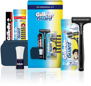 gillette guard 5 in 1 shaving kit for men with travel pouch  gifts for men 10 items in the set