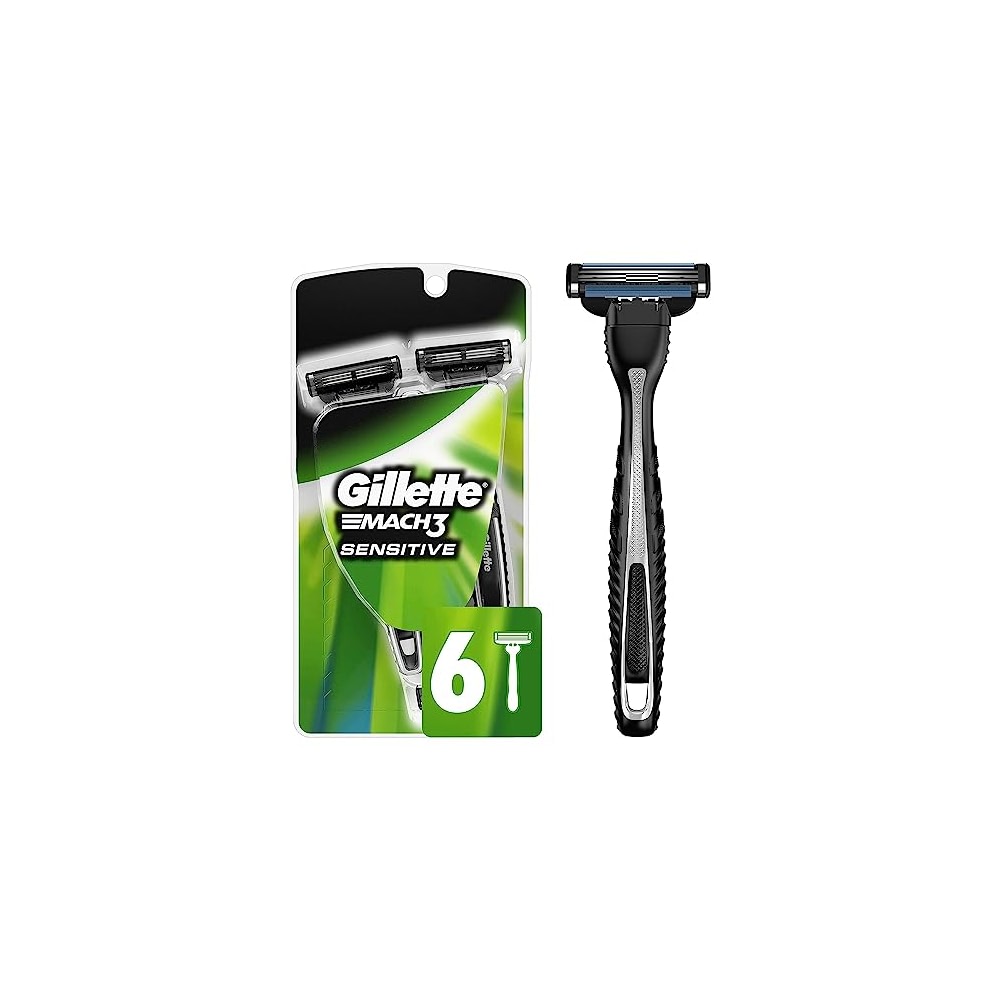 Gillette Mach3 Disposable Razors for Men, 6 Count, Designed for ...