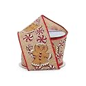 Gingerbread &amp; Peppermints Wired Christmas Ribbon - 2 1/2" x 10 Yards, Faux Burlap, Red Edge, Wreath, Gift Wrap, Bows, Winter Decorations, Swag, Garland, Gift Basket
