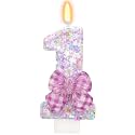 Gingham Bow Birthday Number 1 Candle First Birthday Decorations for Girl