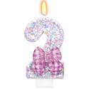 Gingham Bow Birthday Number 2 Candle Second Birthday Decorations for Girl