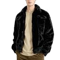 GINGTTO Mens Furry Button-Up Jacket 4 Pockets