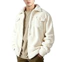 GINGTTO Mens Furry Button-Up Jacket 4 Pockets