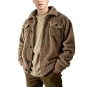 GINGTTO Mens Furry Button-Up Jacket 4 Pockets