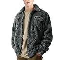 GINGTTO Mens Furry Button-Up Jacket 4 Pockets