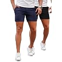 GINGTTO Mens Slim Fit Shorts Stretch Tapered Leg Skinny Chinos 5" 7"