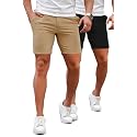 GINGTTO Mens Slim Fit Shorts Stretch Tapered Leg Skinny Chinos 5" 7"
