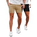GINGTTO Mens Slim Fit Shorts Stretch Tapered Leg Skinny Chinos 5" 7"