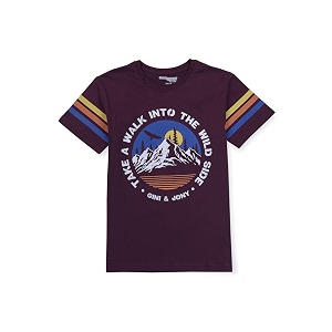 Gini Jony Boys Purple Printed Cotton
