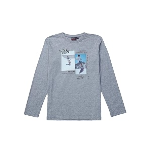 Gini and Jony Boys Grey Printed Cotton