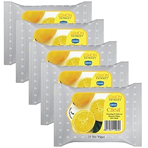ginni clea cleansing amp makeup remover wipes wet wipes for face moisturizing  effortlessly erase makeup hydrate amp soothe skin with lemon freshness 150 pulls pack of 5