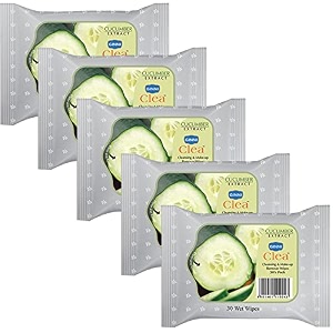 ginni clea wet wipes cleansing amp makeup remover wipes wet tissues for face moisturizing  effortlessly erase makeup hydrate amp soothe skin with cucumber freshness pack of 5-150 wipes