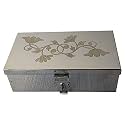 Steel Storage Boxes,Cash, Pooja Peti,Organizer,Safe Locker Box 8 inch Storage Box (Steel) W-8", H-2.50", L-5" Cash Box With Laser Print Design (Small)