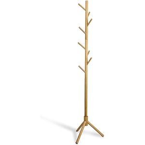ginoya brothers sturdy coat rack with hooks free standing wooden coat purse entryway coat hanger stand easy assembly hallway entryway tree with solid base for hat clothes 92-2 beige