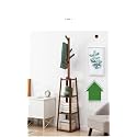 ginoya brothers Sturdy Coat Rack with Hooks, Free Standing Wooden Coat, Purse, Entryway Coat Hanger Stand, Easy Assembly Hallway Entryway Tree with Solid Base for Hat, Clothes. (92-7, Walnut)