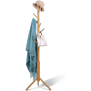 ginoya brothers wooden coat rack freestanding hall tree with hooks easy to assemble suitable for children and adult hat clothes rack stand for bedroom office entrance 92-2 beige