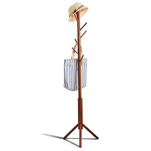 ginoya brothers wooden coat rack freestanding hall tree with hooks easy to assemble suitable for children and adult hat clothes rack stand for bedroom office entrance 92-2 walnut