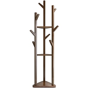ginoya brothers wooden coat rack freestanding hall tree with hooks easy to assemble suitable for children and adult hat clothes rack stand for bedroom office entrance 92-5 walnut 24 x 10 x 10 cm