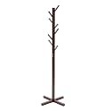 ginoya brothers Wooden Coat Rack, Freestanding Hall Tree with Hooks Easy to Assemble Suitable for Children and Adult, Hat Clothes Rack Stand for Bedroom Office Entrance. (92-1 WALNUT), Cm