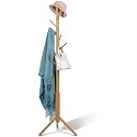 ginoya brothers Wooden Coat Rack, Freestanding Hall Tree with Hooks Easy to Assemble Suitable for Children and Adult, Hat Clothes Rack Stand for Bedroom Office Entrance. (92-2 Beige)