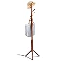 ginoya brothers Wooden Coat Rack, Freestanding Hall Tree with Hooks Easy to Assemble Suitable for Children and Adult, Hat Clothes Rack Stand for Bedroom Office Entrance. (92-2 Walnut)
