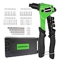 Rivet Gun, Pop Rivet Gun,Rivet Gun Kit, 200Pcs Rivets and 4 Drill Bits, Heavy Duty Hand Riveter Tool Set (Heavy Duty Rivet Gun), for Men