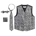 Gioberti Kids and Boys 4pc Paisley Vest Set - Vest, Bowtie, Tie, Pocket Square