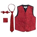 Gioberti Kids and Boys 4pc Paisley Vest Set - Vest, Bowtie, Tie, Pocket Square