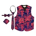 Gioberti Kids and Boys 4pc Paisley Vest Set - Vest, Bowtie, Tie, Pocket Square