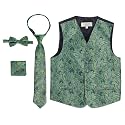Gioberti Kids and Boys 4pc Paisley Vest Set - Vest, Bowtie, Tie, Pocket Square