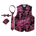 Gioberti Kids and Boys 4pc Paisley Vest Set - Vest, Bowtie, Tie, Pocket Square