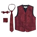 Gioberti Kids and Boys 4pc Paisley Vest Set - Vest, Bowtie, Tie, Pocket Square